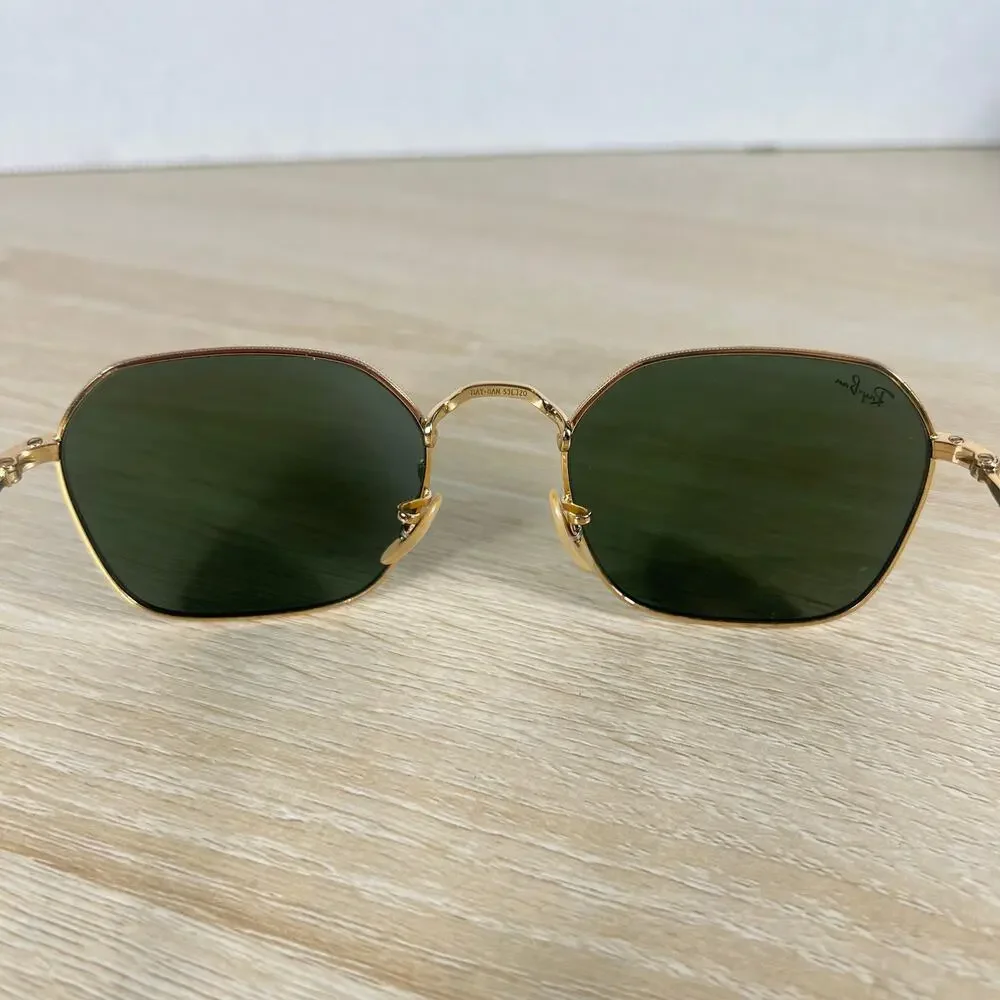 Ray-Ban RB3694 Jim 001/31 Sunglasses Green Tint Gold Metal 53-20-145 Italy
